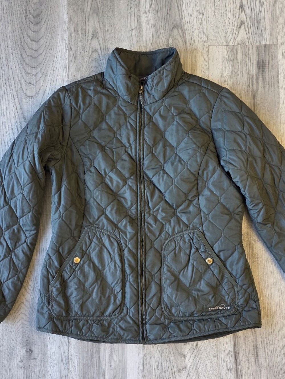 Eddie Bauer Olive Green Diamond Quilted Jacket – Women’s Large